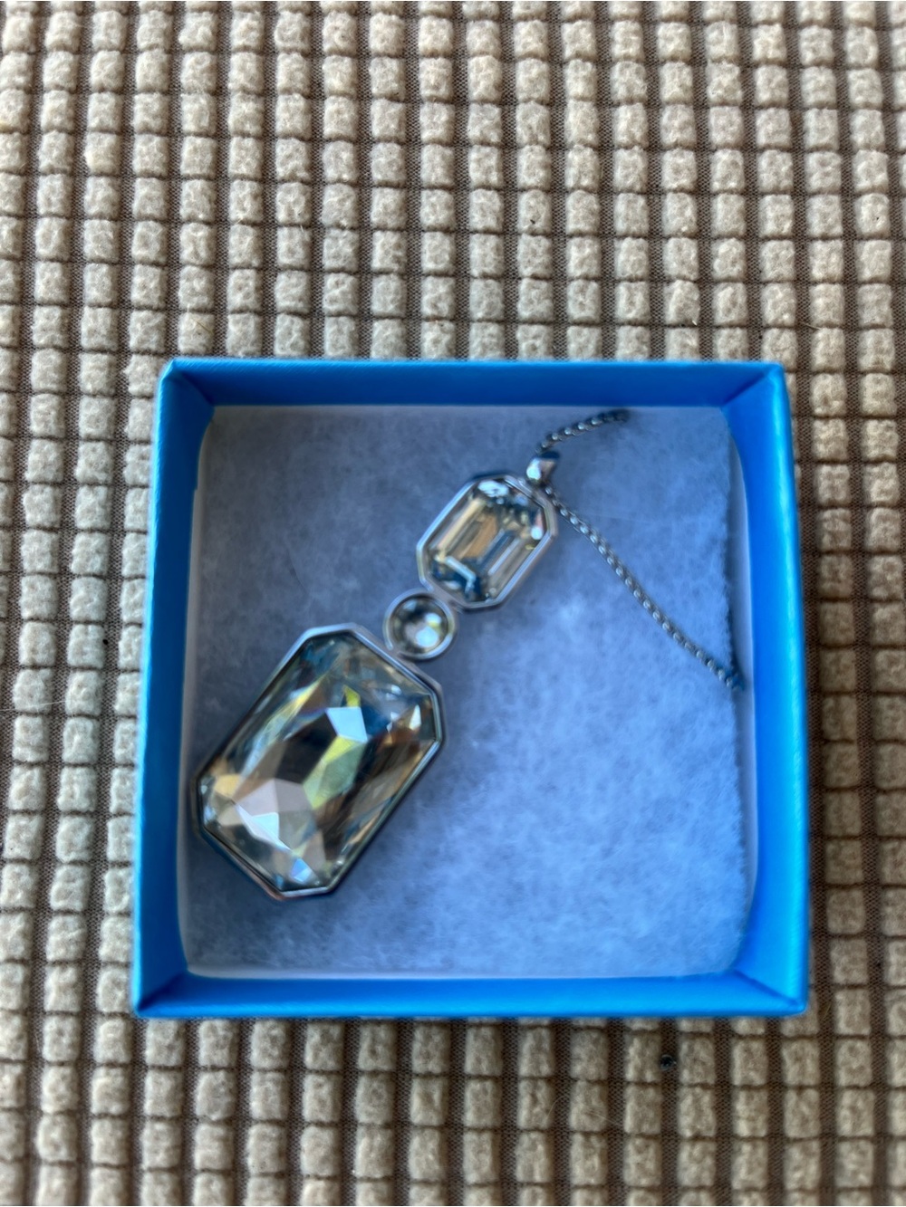 Touchstone Crystal Silver-Tone Clear Crystal Drop Pendant Necklace